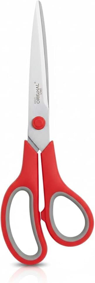 TESOURA MULTIUSO 7 1/2 POLEGADAS AÇO INOX CABO ERGONOMICO VERMELHO CORTE TECIDO PAPEL ARTESANATO