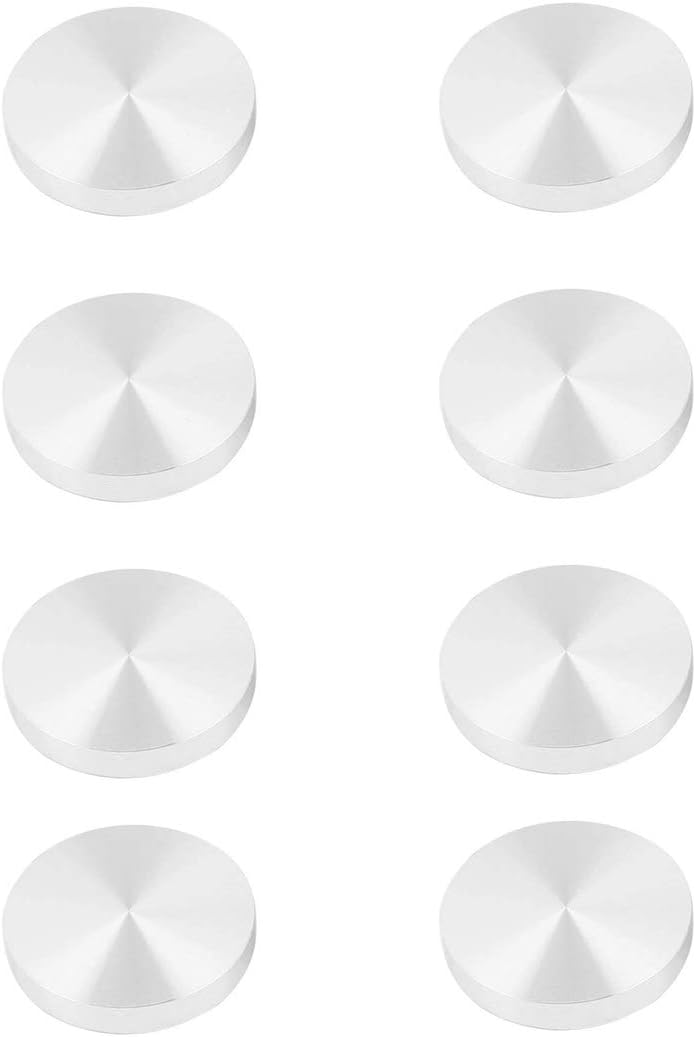 2-Inch Dia Aluminum Disc M8 Round Glass Table Top Disc Hardware - 8pcs