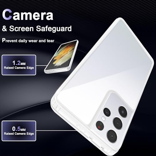 Image of Case for Samsung Galaxy S21 Ultra, Military Grade Drop Protection Phone Case, Yellowing Resistant, Anti-Scratch Hard PC Back, Shockproof Hard Ultra-Thin Protective Cover, Clear