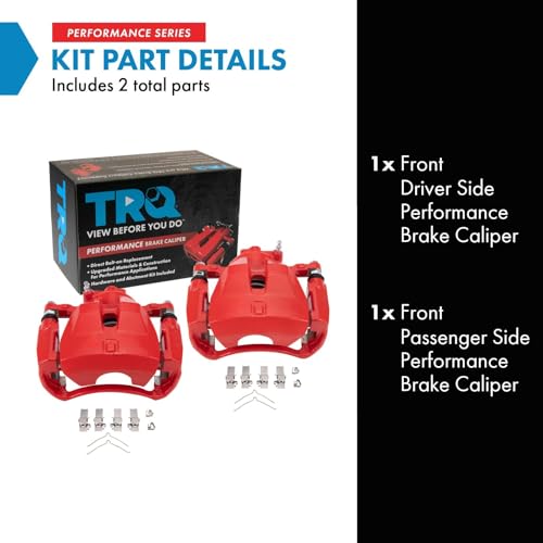 Image of TRQ Front Brake Caliper Set Painted Red Brackets Compatible with 2007-2012 Lexus ES350 2007-2011 Toyota Camry