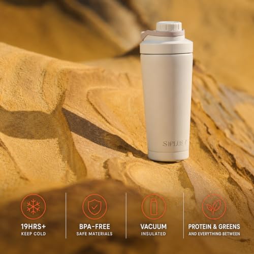 Image of Insulated Protein Shaker Bottle 24oz, Dishwasher Safe, Warm Gray