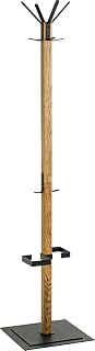 HAKU Garderobenständer, eiche, schwarz, Massivholz, Metall Standgarderobe - Maße: B 40 x H 180 x T 40 cm, Style: Modern, Braun - 54325