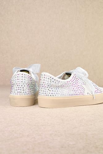 Image of Mi.iM Gaby Rubber Sole Lace-up Snake Print Suede Star Sneakers (Rhinestone, US Footwear Size System, Adult, Women, Numeric, Medium, 8)