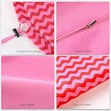 Lazy Drawstring Makeup Bags, Large Capacity Waterproof Travel Portable Cosmetic Bag Pouch Makeup Pouch Storage Organiser for Women Girl (Red Wave) - Image 4