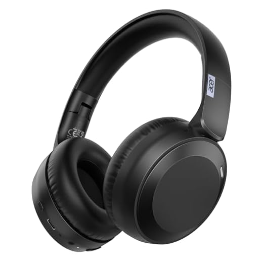 acer Wireless Bluetooth Headphones, 70 Hours Playtime, Foldable Over-Ear Headphones with 40mm Drivers, Memory Foam Earpads, Multipoint Bluetooth 6.0 for Travel, Home, Office, Black