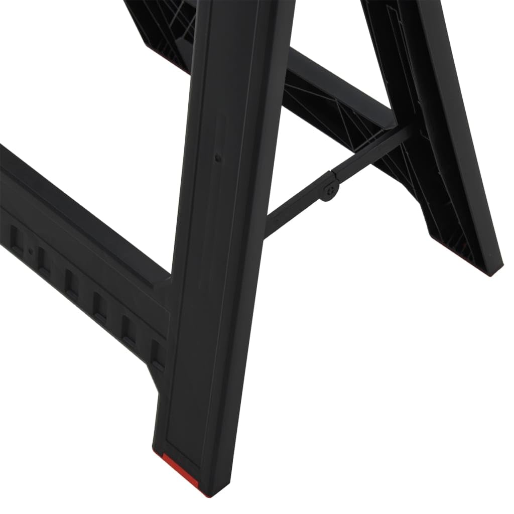 Mangloder - Juego de 2 caballetes de trabajo plegables, color negro y rojo, polipropileno, 58 x 41,5 x 77 cm, capacidad de carga 175 kg por caballete, plataforma de trabajo para taller, obra y garaje