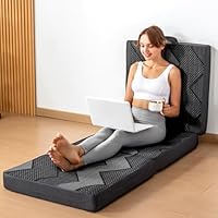 INGEROOM Trifold Mattress Single - Memory Foam 4 inch Foldable Mattress for Camping, with Portable Handle, Non-Slip Folding Floor Bed Sofa for Guest Travel Yoga, Washable Breathable Cover