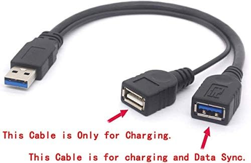 Tomost USB 3.0 Female Splitter Cable - USB3.0 Male to Dual USB Female Extra Power Extension Cord Y Adaptor for 2.5" Mobile Hard Disk 25cm(1 Male To 2 Female)