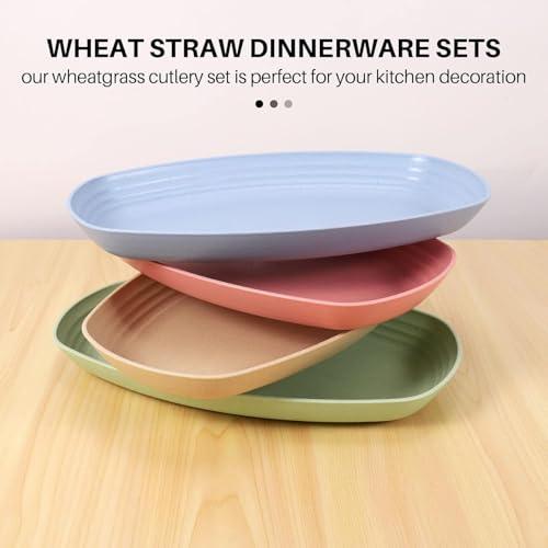 Image of Reusable Durable Lightweight Dinner Plates for Fruits, Snack, Pasta, Salad, Dessert, Cake, Salad, Fruit, Appetizer Dishwasher & Microwave Safe Dinnerware Sets (Blue, Pack of 6)