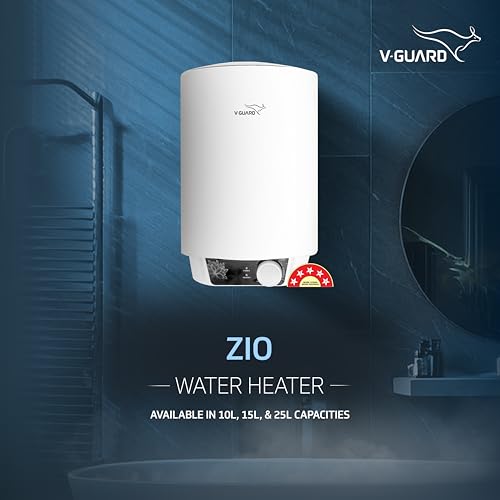 Image of V-Guard Zio 10 Litre Water Heater for Home | BEE 5 Star Rating | Advanced Multi-layered Safety | Suitable for Hard Water & High-rise Buildings | White