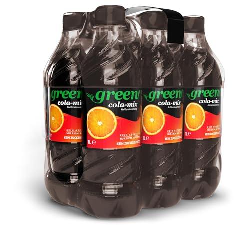 Green Cola Mix 6 x 1L PET – 6er Pack | Cola mit Orangensaft | 0% Zucker, 0% Aspartam, keine Kalorien | zuckerfrei, koffeinhaltig, vegan