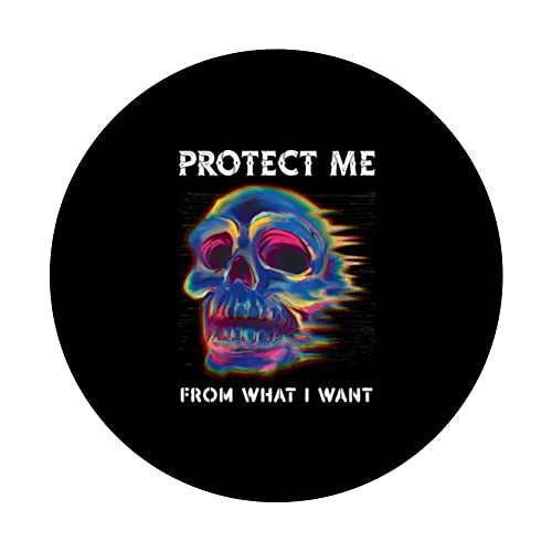 Protect Me From What I Want Sneaking Lurking PopSockets Swappable PopGrip, Black - Image 3