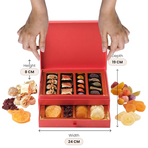 Walnut Tree Luxury Treasure Box | 2-Drawer Gourmet Gift Selection Handpacked in the UK with Marzipan, Fruit Jellies, Marron Glace, and Dried Fruits | Premium Food Gift Box - Image 6