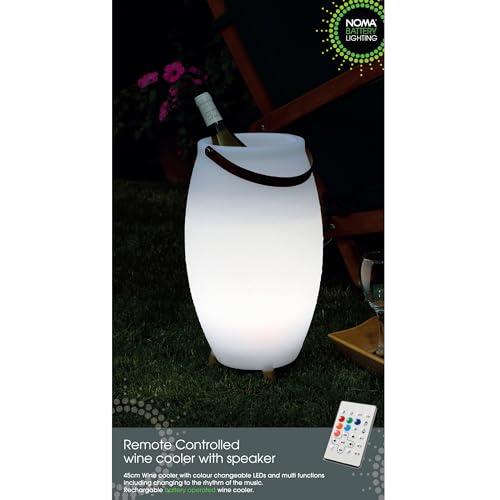 NOMA Remote Controlled Colour Changing Wine Cooler with Built in Bluetooth Speaker, 45 cm, Battery Operated (Pack of 1)