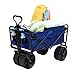 Mac Sports Heavy Duty Collapsible Folding All Terrain Utility Beach Wagon Cart, Blue/Black