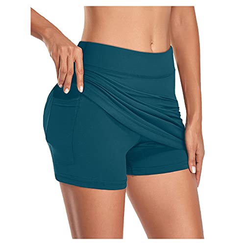 Tennis Golf Sports Skorts Shorts Femmes intérieures avec Poches Jupes élastique Skirt Jupe Bleu Canard