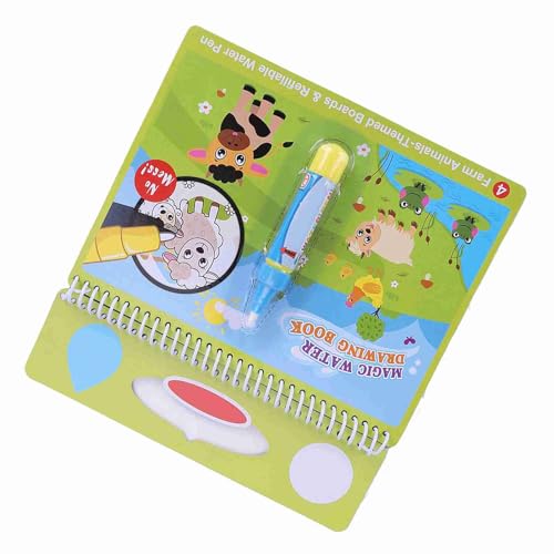 RASTKY Libro de Pintura Al Agua Reutilizable para Niños, Herramienta Educativa Portátil para Colorear con Bolígrafo Recargable, Ideal para Aprendizaje Preescolar (granja)