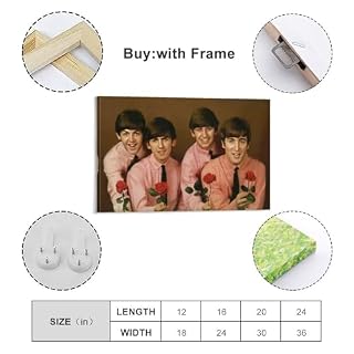 LUISAS Poster vintage des Beatles – Peinture sur toile – Impression d’art moderne pour chambre à coucher – 40 x 60 cm - Les Beatles, Paul McCartney, John Lennon, RIngo Starr, George Harrison LUISAS Poster vintage des Beatles - Peinture sur toile - Impression d'art moderne pour chambre à coucher - 40 x 60 cm – Image 3