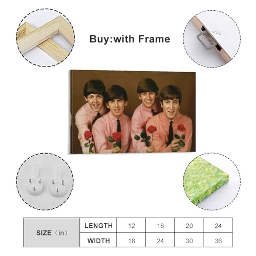 LUISAS Poster vintage des Beatles – Peinture sur toile – Impression d’art moderne pour chambre à coucher – 40 x 60 cm - Les Beatles, Paul McCartney, John Lennon, RIngo Starr, George Harrison LUISAS Poster vintage des Beatles - Peinture sur toile - Impression d'art moderne pour chambre à coucher - 40 x 60 cm – Image 4