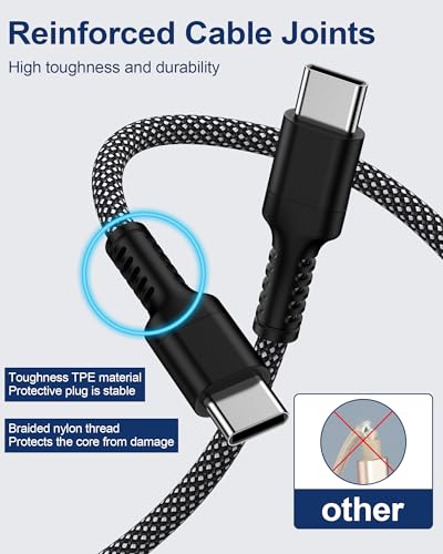 Image of USB C iPhone 17 16 Fast Charger Cable 6ft, 60W USB C to C Charging Cable | [MFi Certified] Long Braided Type-C Power Cord for Apple iPhone 17 /17e /17 Pro Max /Air /16 /16e /16 Pro Max /15 Plus, iPad Pro Air