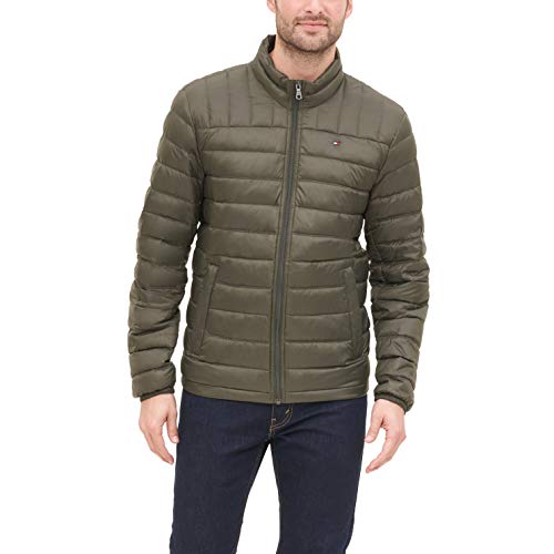 Tommy Hilfiger Men's Lightweight Water Resistant Packable Down Puffer Jacket (Standard and Big & Tall), Olive, 2X Big3