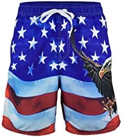 George Above The Knee Men's American Flag Swim Trunk Patriotic Best Eagle Design (Large)
