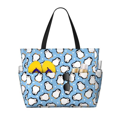 Sac de plage pingouin mignon pour femme avec de grandes poignées confortables
