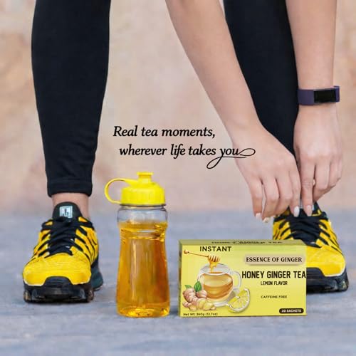 Life Plus Style Gourmet Essence of Ginger Honey Ginger Lemon Herbal Tea Instant Tea Powder Packets Caffeine Free Natural Lemon Tea Hot or Iced Refreshing 20 Sachets