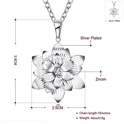 Collier pour dames en trois dimensions lotus diamant pendentif 45cm - 2