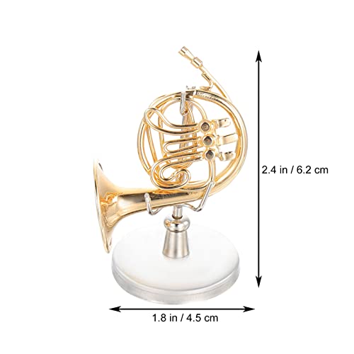 Dechous Marimba Instrument Ornament Gold Plated Miniature French Horn Ornament 1/12 Musical Model With Gift Case For Christmas Birthday Gifts Xylophones #TOP6