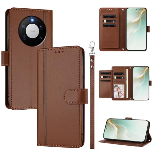 Jiajihua Cover Compatible with Huawei Mate 80 / Mate 80 Pro Phone Case【Wallet Design Dual Card Slot Cash Flip Kickstand Drop Protection】 Brown
