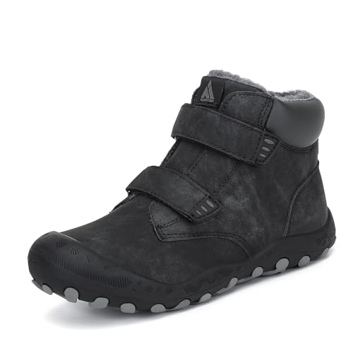 Mishansha Kinder Winterschuhe Warm Schneestiefel Dunkles Schwarz 27EU