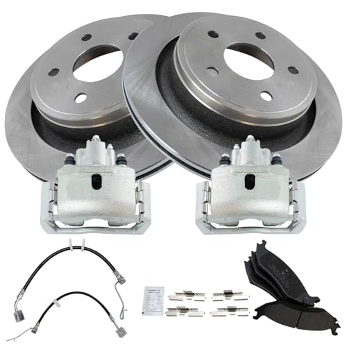 Image of TRQ Rear Brake Pad & Rotor Kit Semi-Metallic Compatible with 2009-2010 Dodge Ram 1500