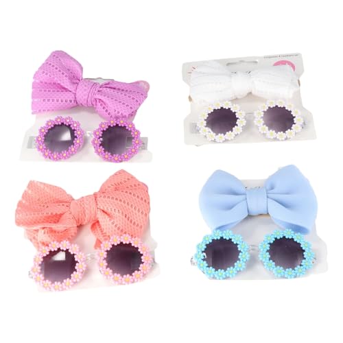 Set 2 accesorios perro con gafas y diadema floral miniatura 6