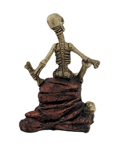 Figura Estatua esqueleto sentado sobre rocas miniatura 3