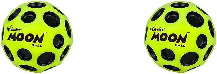Waboba Moon Ball-Bounces Out of This World-Original Patented Design-Craters Make Pop Sounds When It Hits The Ground-Easy to Grip, Colour-Yellow, 70 x 67 x 70 mm (Pack of 2)