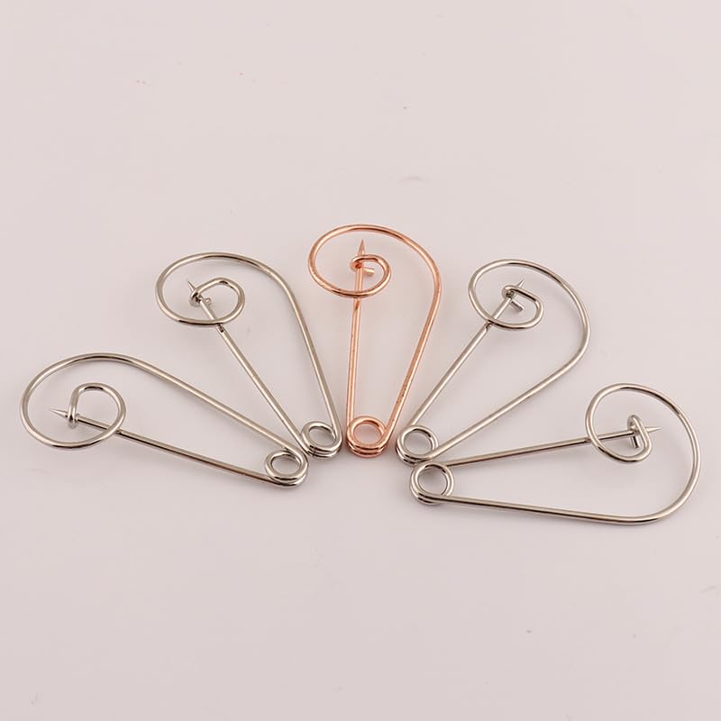 Spille di Sicurezza Grandi, Spilla da Balia Grande 55×30 mm, Spilla Grande for Nota Musicale,(Silver,30pcs)