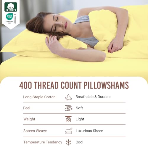 Pizuna 100% Cotton Queen Pillow Shams 400 Thread Count Mellow Yellow by Pizuna - Used condition - Image 4