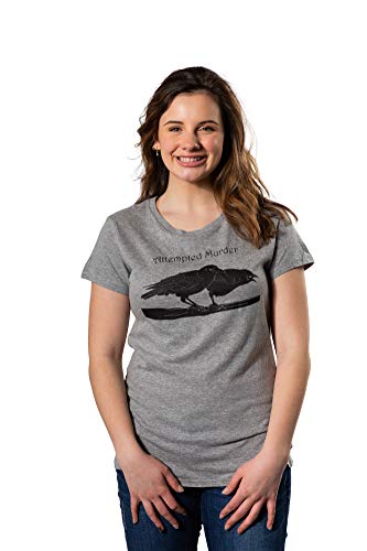 Crazy Dog T-Shirts 99ATTEMPTEDMURDERWMNS-L- Women'S Attempted Murder T Shirt Funny Crow Shirt Birds Tee For Women Funny Womens T Shirts Funny Animal T Shirt Women'S Novelty T Shirts Light Grey L thumb #2