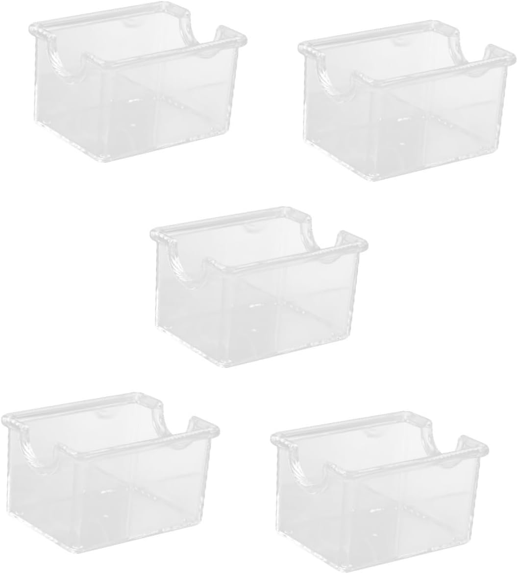 Luxshiny 5pcs Acrylic Sugar Packet Holder Small Storage Box for Tea Bags Sweeteners Organizer for Countertop Space-saving Design for Home Office Use