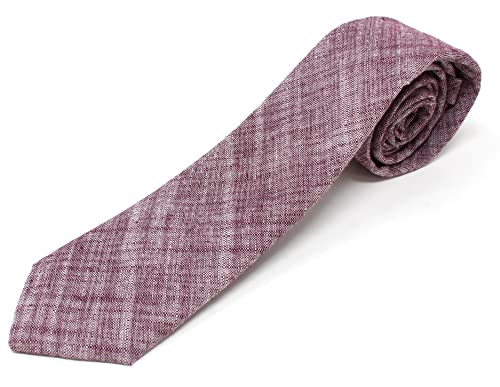 Image of Men's Chambray Cotton Skinny Necktie Tie Textured Distressed Style - 2.5 inch Width