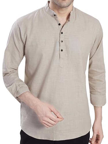 Image of DIVISIVE Men's Slim Fit Full Sleeves Cotton Short Kurta