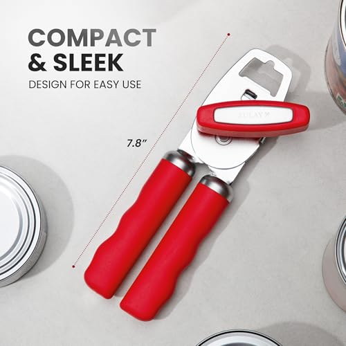 Image of Zulay Kitchen Manual Can Opener Heavy Duty Patented Stainless Steel, Ruby