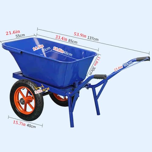 Carretilla azul práctica para jardín con ruedas grandes todoterreno y mango acolchado, para compras, playa, deportes, pesca y camping miniatura 7