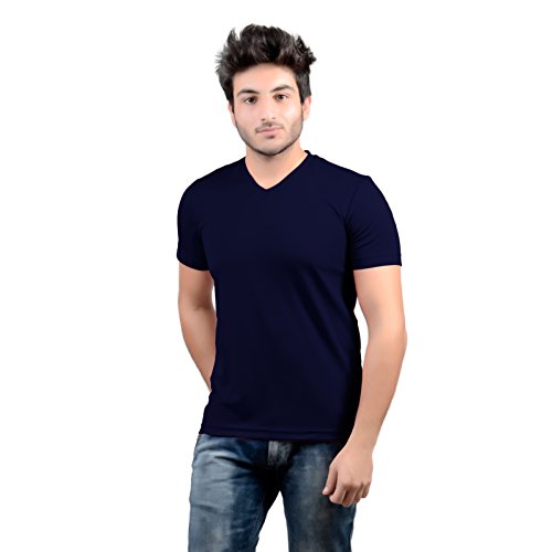 Image of Stylish Regular Fit Plain Men's V-Neck Half Sleeve T-Shirt