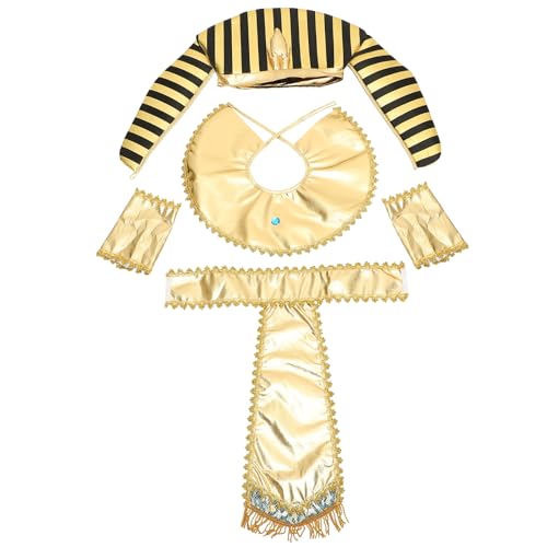 Costume de Pharaon Égyptien Halloween BESPORTBLE Accessoires Or et Tissu Réutilisable Ajustable