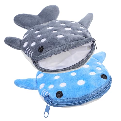 2 Pcs Shark Coin Pouch for Plush Zipper Purse Cute Key Pouch for Boys Durable Coin Holder present for Shark Lovers