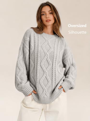 Image of Trendy Queen Women's Oversized Cable Knit Sweaters 2026 Fall Outfits | Quiet Luxury Style, Chunky Knit Texture, Winter Holiday Outfit, Easy Layering Piece, Fall Fashion Staple