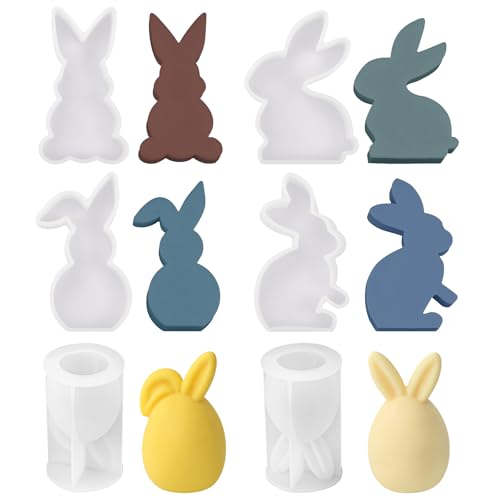 KYYGKY 6 Pezzi Stampo in Silicone per Coniglietti Pasquali, 3D Forma Coniglio Stampo Pasqua per DIY Candele e Gesso, Regalo per Pasqua
