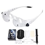 Head Mounted Magnifier Mobile Phone TV Reading Magnifying Glasses 1.5X to 3.8X Zoom 0 to +300 Degree Adjustable Handsfree Magnifier for Far-Sightedness Presbyopia Magnifying with Headband Phone Holder